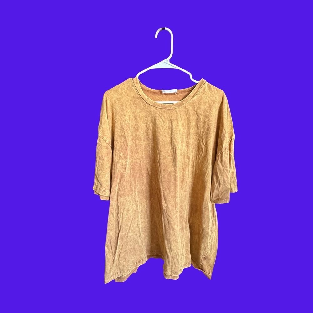 Zenana Mineral Wash Oversized T-Shirt Mustard Yellow Streetwear Boxy L XL 2XL